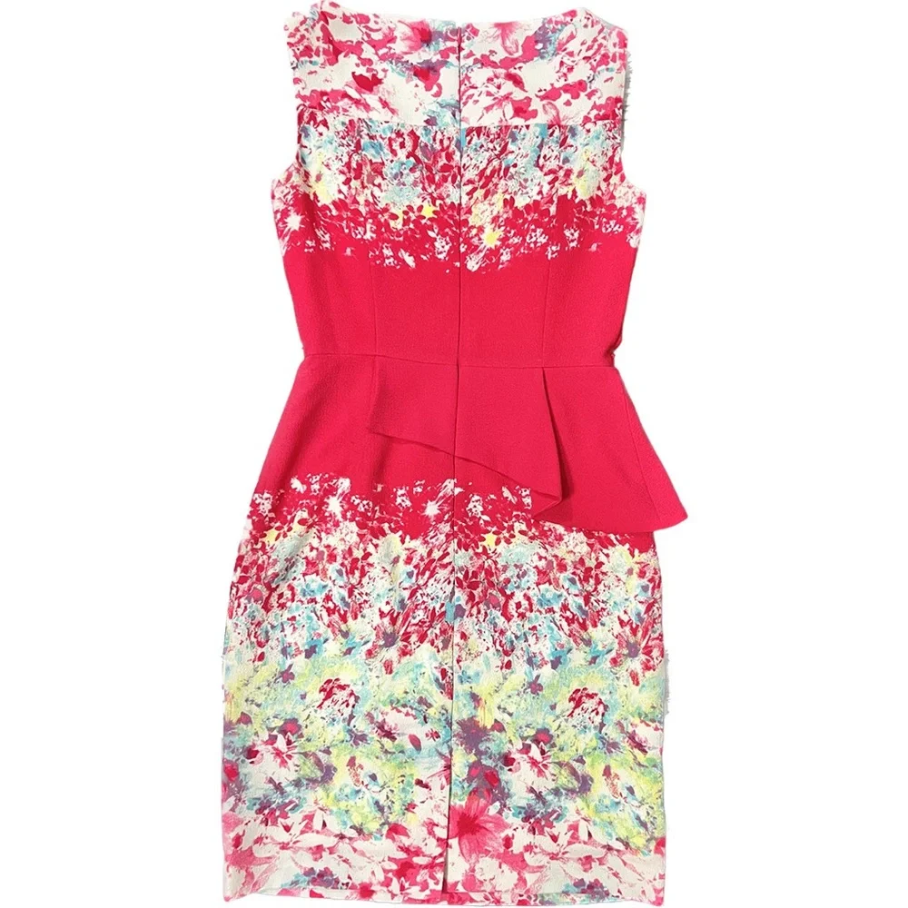Antonio Melani Peplum Vibrant Watercolors Dress Size 2 - Picture 4 of 6